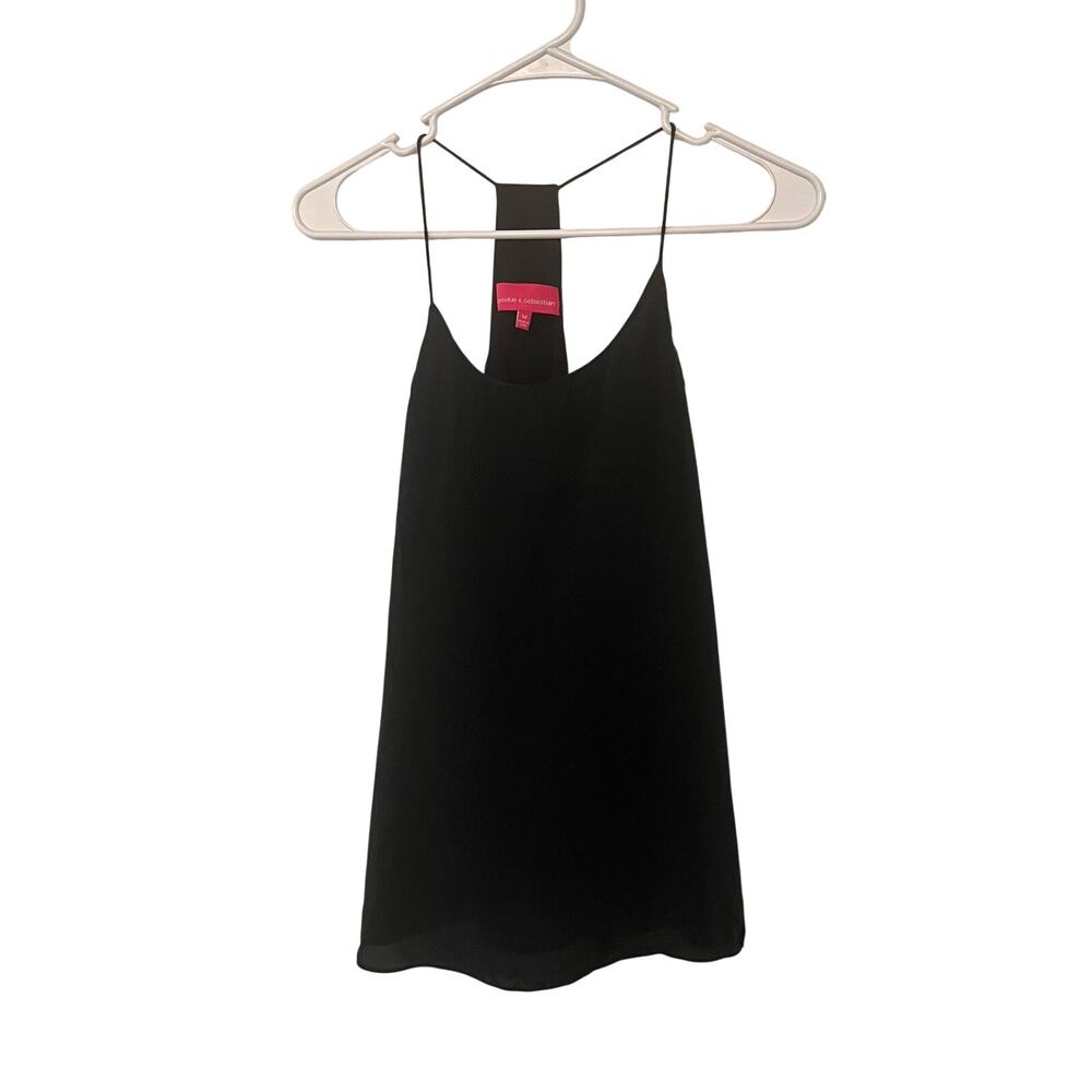 Pookie & Sebastian Silk Tank Top Womens Medium Black Camisole Minimalist Classic